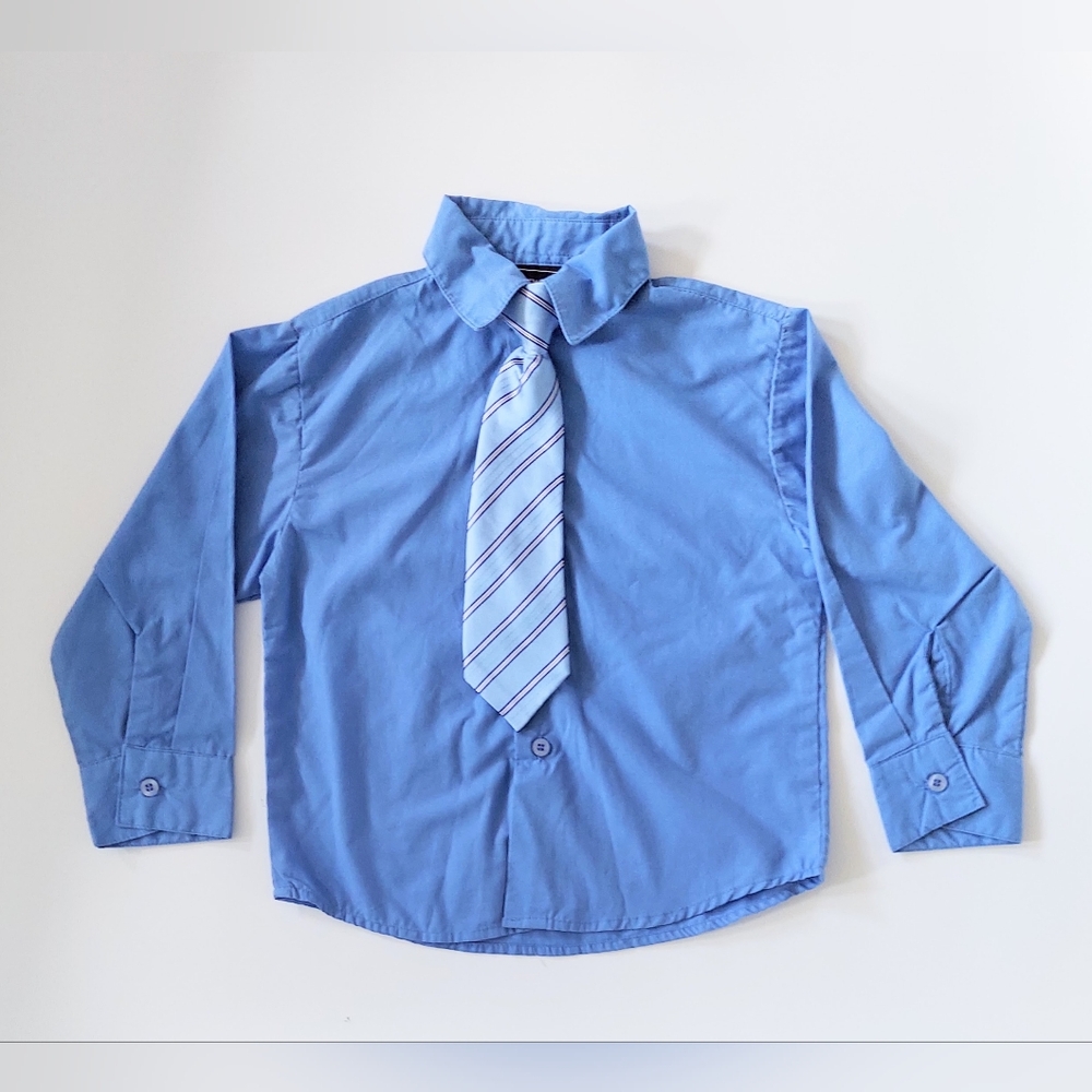 Andrew Fezza Boys Size 4T Long Sleeve Button Down Dress Shirt Tie Set